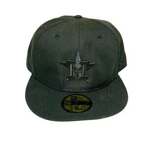 New Era 59FIFTY Houston Astros All Black on Black Fitted 8 Hat Cap MLB NWOT